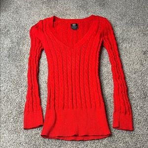 Y2K American Eagle Outfitters Red V-Neck Sweater